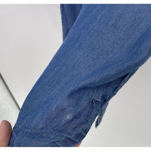 Old Navy 100% Chambray Shirt Button Front Blue Long Sleeve Dress S, Flaw - Picture 7 of 13